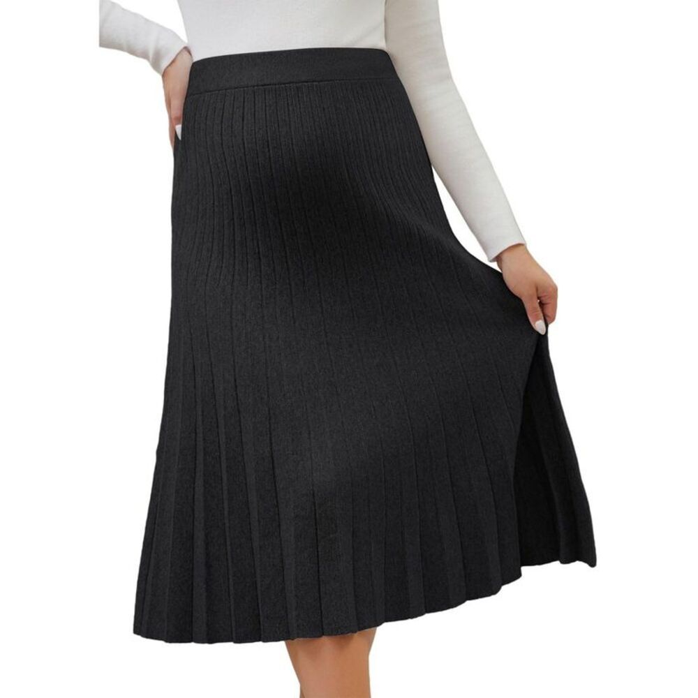 INSPIRE CHIC -  Women's Maternity Sweater Skirt A Lin Black